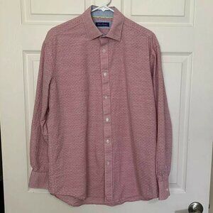 Alan Flusser Men's Medium Shirt Long Sleeve Button Down Red Textured